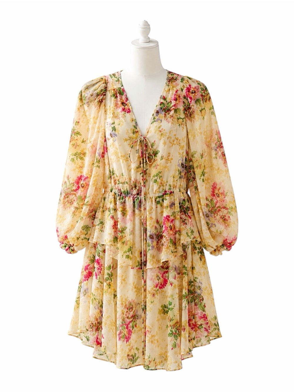 NWT Ted Baker Tamziiy Floral Print Tie Front Mini Dress Size 1 / US 4 MSRP $295